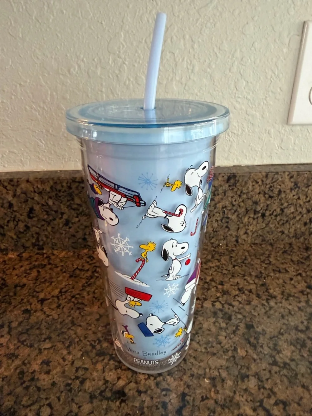 Vera Bradley x Peanuts collab  Ski Slope Jump Snoopy Tumbler W/ Straw NWOT